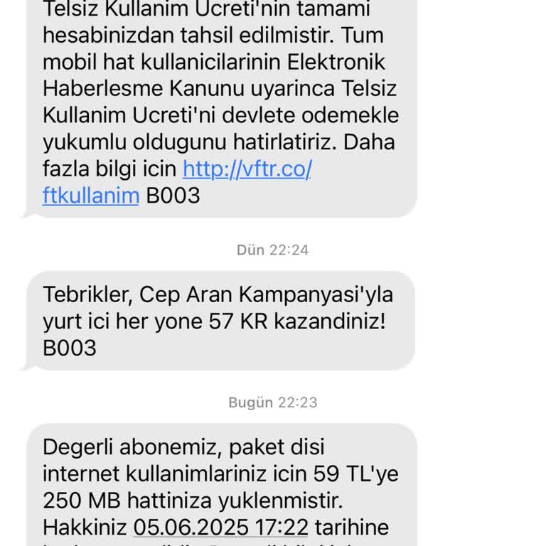 Vodafone İstemsiz İnternet Paketiyle 59 TL Kesinti Yaşadım