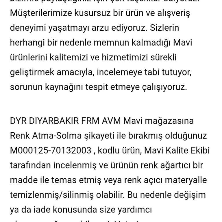 Mavi Pantolonum 2 Yıkamada Soldu, Müşteri Hizmetleri Çözüm Sunmadı