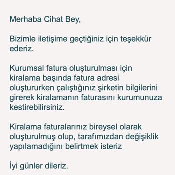 Getir Araçta Kurumsal Fatura Seçimine Rağmen Bireysel Fatura Kesilmesi Mağduriyeti