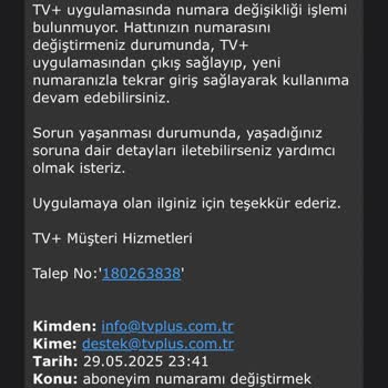Numara Değişikliği Sonrası TV+ Giriş Sorunu Ve Yetersiz Destek