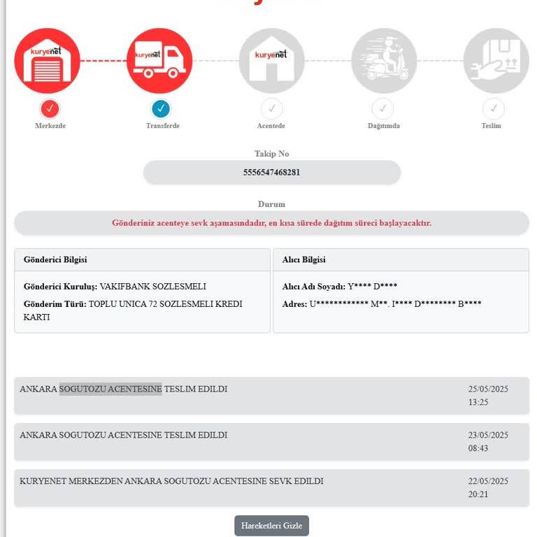 Kredi Kartım Günlerdir Teslim Edilmedi, Kurye Firmasından Mağdur Oldum
