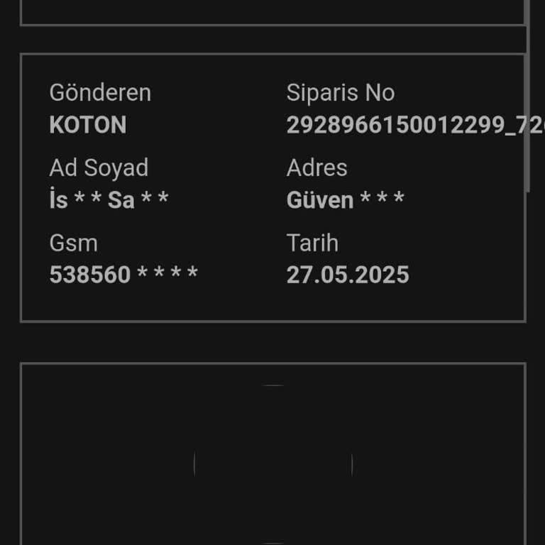 Koton'dan Aldığım Ürünler Teslim Edilmedi, Bilgi De Verilmiyor