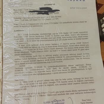 Aldığım Motosiklet Arızalı Çıktı Değişim Talebim Yanıtsız Kaldı Mağduriyetim Sürüyor