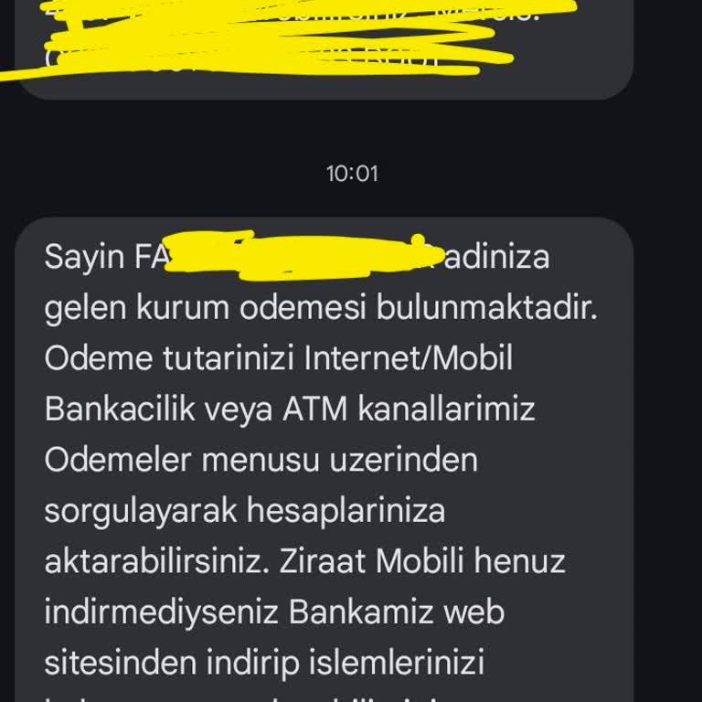 Ziraat Bankası'ndan Sürekli Yanlış Kurum Ödemesi Mesajı Alıyorum