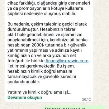 WhatsApp Üzerinden Vaat Edilen Bonus Sonrası Engellenmek