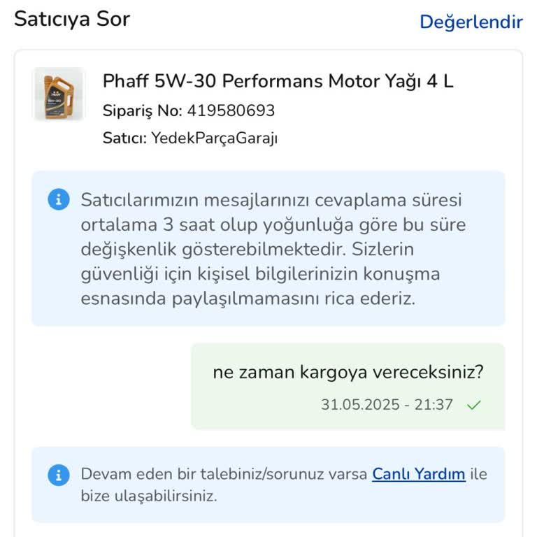 Siparişim Ne Zaman Kargoya Verilecek Cevap Alamıyorum