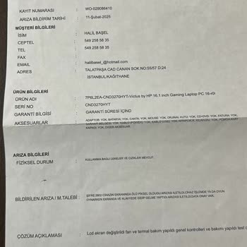 HP Victus Bilgisayarımda Sürekli Arızalar Ve Servis Sorunları