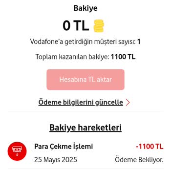 Vodafone Link At Kazan Bakiyem Hala Hesabıma Yatırılmadı, Net Bilgi Verilmiyor