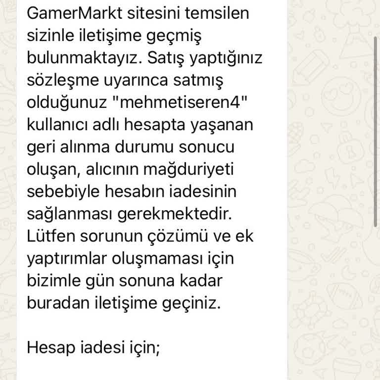 Satılan Hesabın Tekrar Geri İstenmesi Ve Mağduriyet