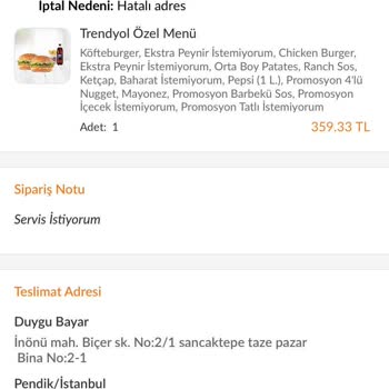 Siparişim İptal Edildi, Param İade Edilmedi Müşteri Desteği Yetersiz