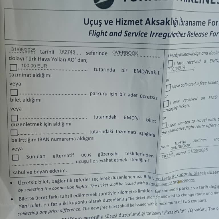 Overbook Nedeniyle Hak Edilen Tazminatın Van Havalimanı'nda Ödenmemesi