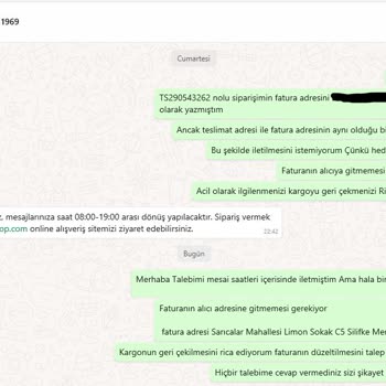 Hediye Siparişimde Fatura Alıcıya Gönderildi, Müşteri Hizmetleri Yanıt Vermedi