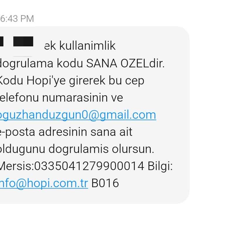 Hopi'den İzinsiz SMS Almak İstemiyorum
