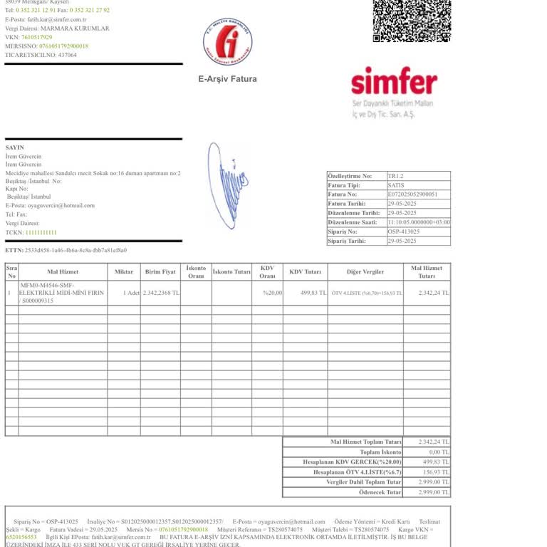 Simfer Midi Fırında Tepsi Ve Tel Uyum Sorunu