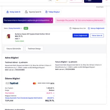 Parfümün Ambalaj Ve Kutu Bilgilerinde Tutarsızlık, Eksik Ürün Teslimatı