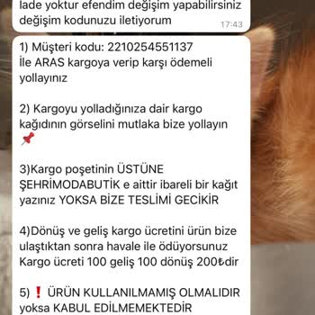 Şehrimoda İade Talebim Reddedildi Kargo Ücreti Bana Yüklendi