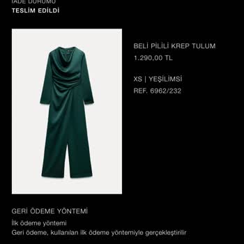 Zara'dan İade Edilmeyen Ücret Ve Yetersiz Müşteri Hizmeti
