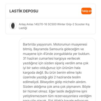 Lastik Siparişim Kargoya Verilmedi İletişim Sağlanamadı Mağdur Oldum