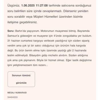 Lastik Siparişim Kargoya Verilmedi İletişim Sağlanamadı Mağdur Oldum