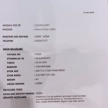 Ayakkabı Dünyası'ndan Alınan Ayakkabının Kısa Sürede Yırtılması Ve İlgisizlik