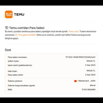 Temu Ve Akbank Arasında Kaybolan İade Param Geri Ödenmiyor