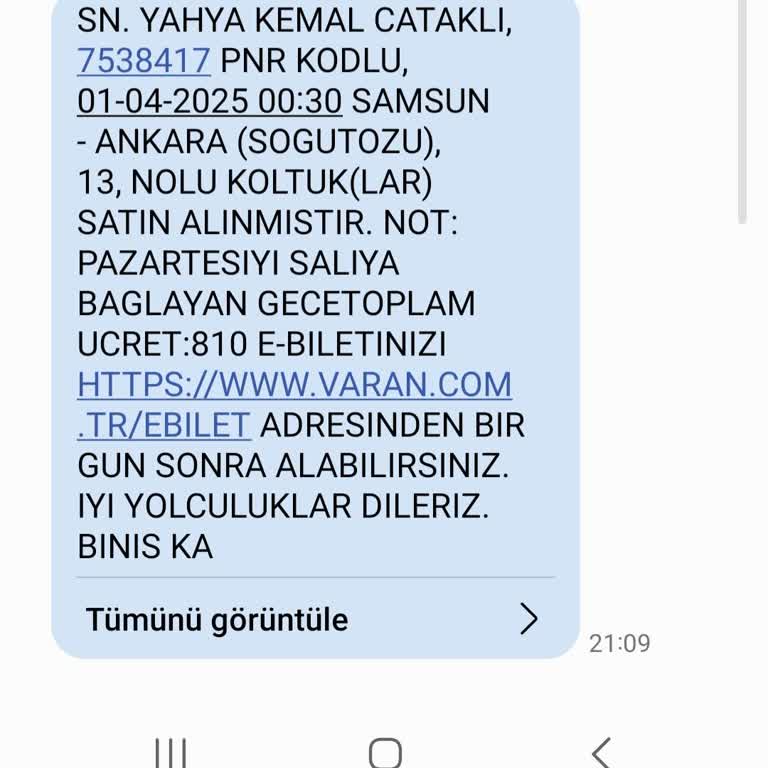 Varan Turizm'den İptal Edilen Biletin Ücreti İade Edilmiyor