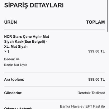 Kask Siparişimde İletişimsizlik Ve İade Sorunu Yaşıyorum