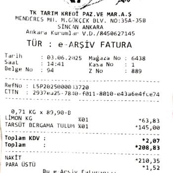 Tarım Kredi Market'te Limon Fiyatı Kasada Yüksek Çıktı, Etiket Güncellenmemiş