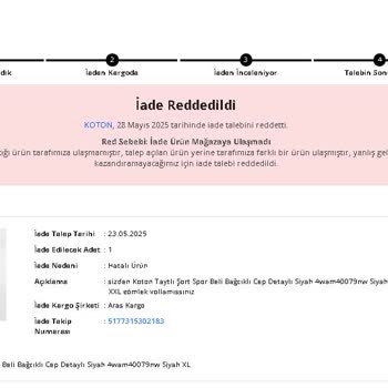 Yanlış Ürün Gönderildi, İade Kabul Edilmedi Ve Ücret İadesi Yapılmadı