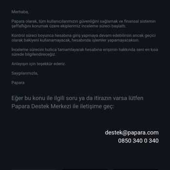 Papara Hesabımda Yetkisiz Para Transferleri
