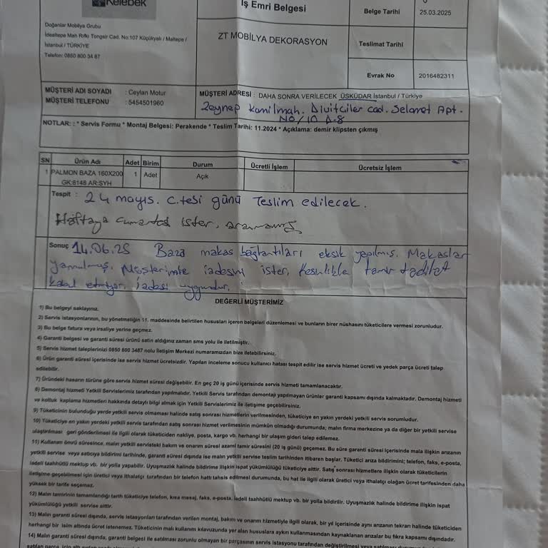 Kullanılmayan Baza Kırıldı, İade Talebimize Cevap Alamıyoruz!