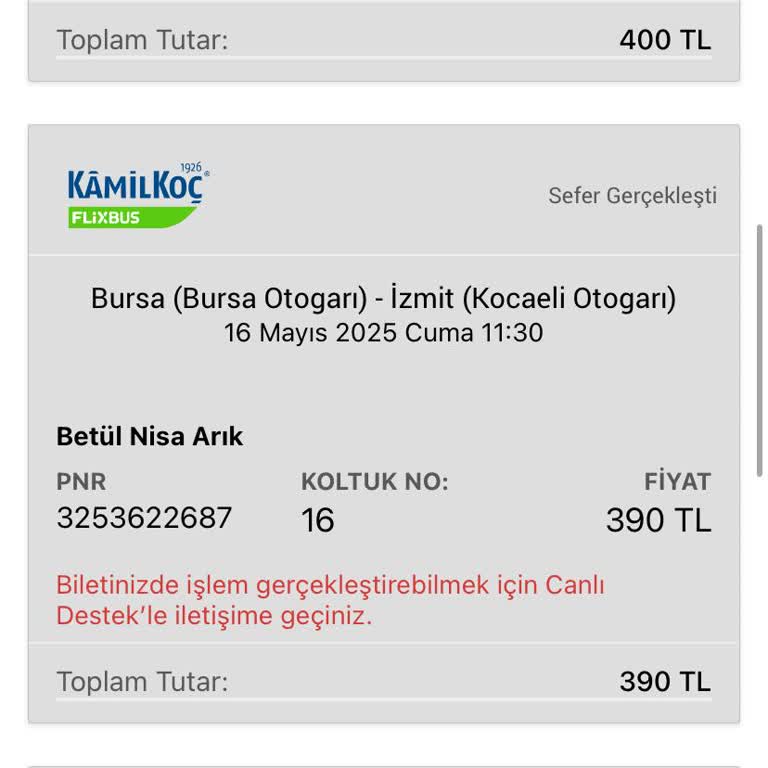 Sefer İptali Bilgilendirilmeden Yapıldı, Bilet İadesi Sağlanmadı