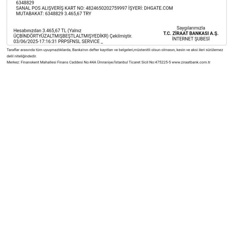 Haberim Olmadan Hesabımdan Sanal Pos İle Yüksek Tutarda Para Çekildi