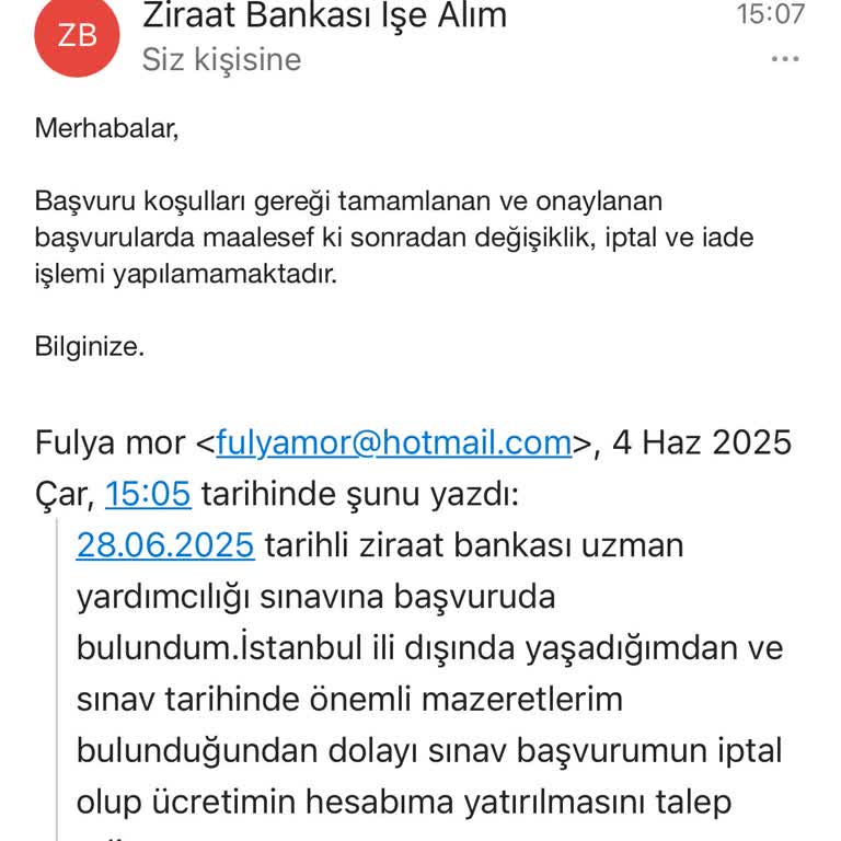 Sınav Başvurusu İptali Ve Ücret İadesi Talebim Karşılanmadı