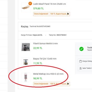 Koçtaş'tan Eksik Gönderilen Ürün Ve Aldatıcı Ürün Bilgisi