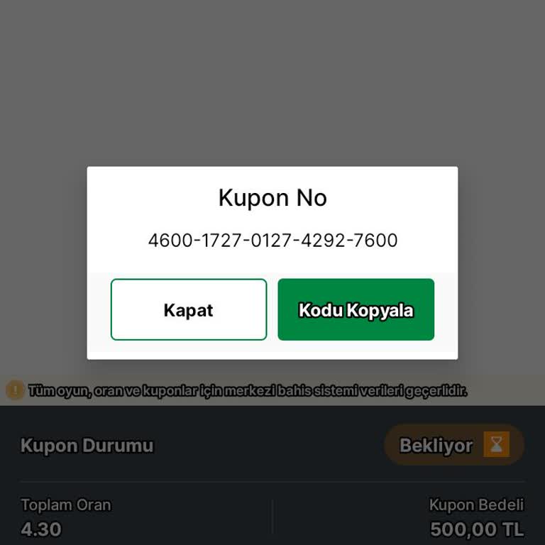 Bahis Kuponum Onaylanmadı Ve Sorumluluk Alınmıyor