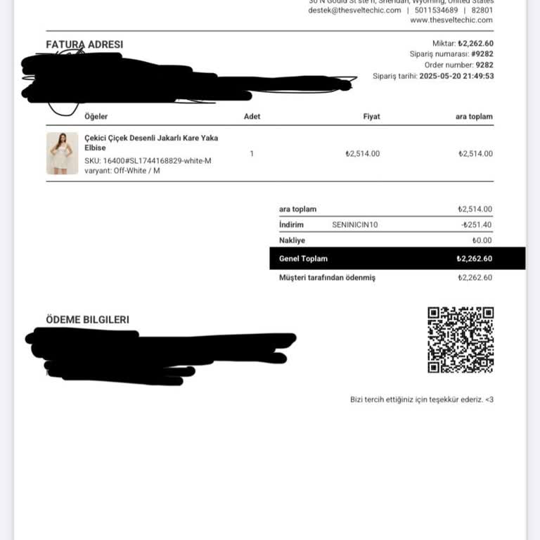 Kişiye Özel Abiye Üründe İade Hakkı Verilmedi