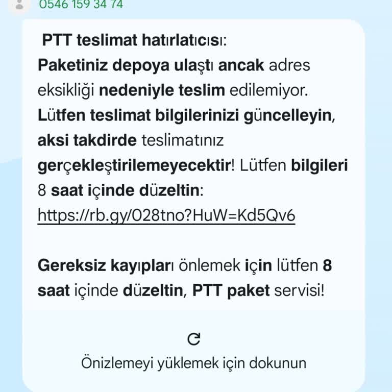 Kişisel Bilgilerimle Yapılan Sahte PTT Mesajları Ve Güvenlik Endişesi Hakkında Şikayetim