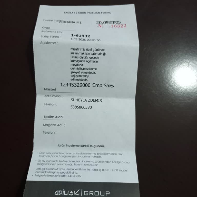 Aldığım Elbise Kısa Sürede Parçalandı, Mağduriyetim Giderilmedi