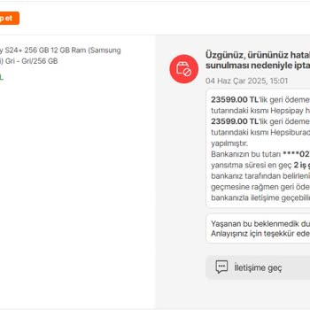 Onaylanan Siparişim Keyfi Şekilde İptal Edildi, Mağdur Edildim