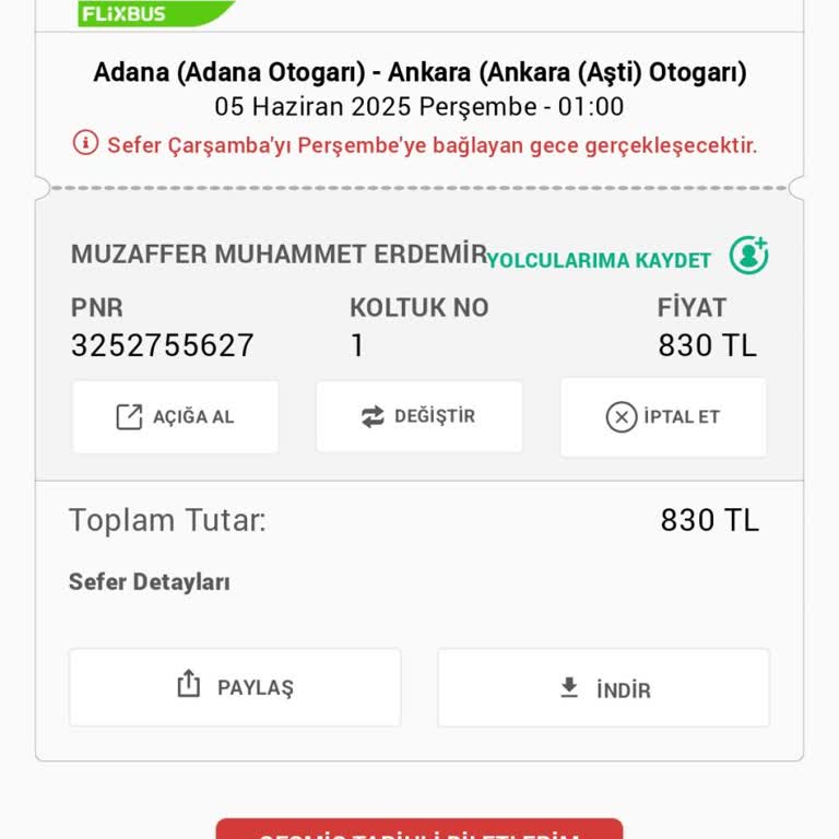 Bilet Fiyatlarında Adaletsizlik Ve Fazla Ödeme İadesi Talebi