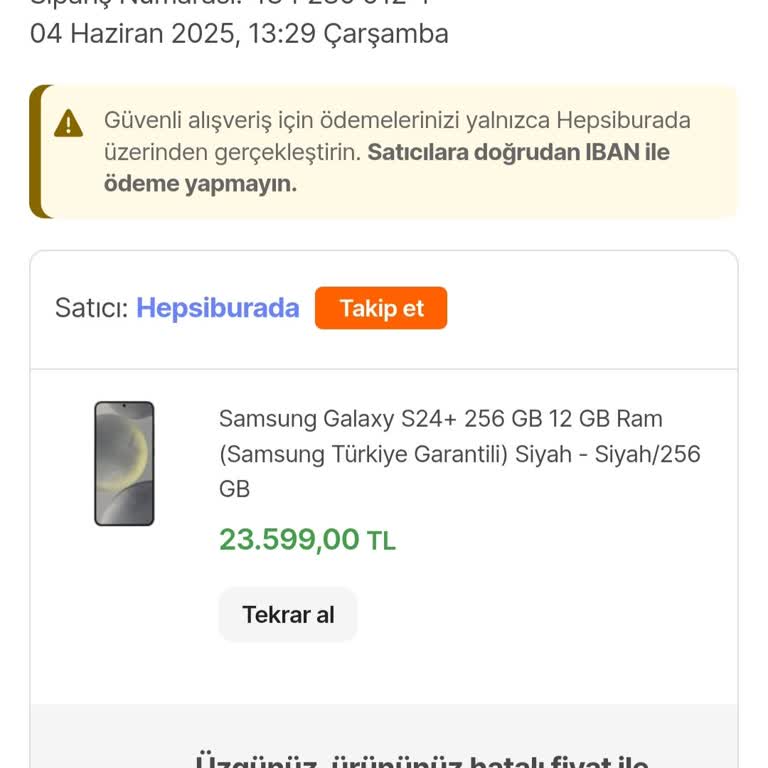 Hatalı Fiyat Nedeniyle İptal Edilen Siparişim İçin Çözüm Bekliyorum