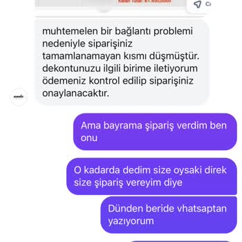 Ödemesi Yapılan Siparişin İptal Edilip İletişimsiz Bırakılması