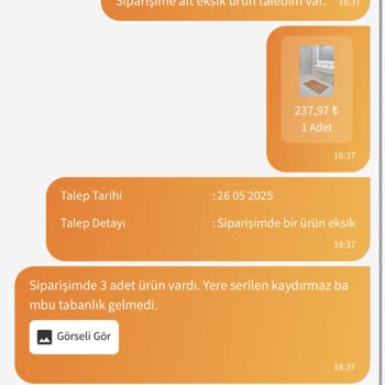 Eksik Ürün Ve İade Sorunu, Müşteri Hizmetlerinden Destek Alınamıyor