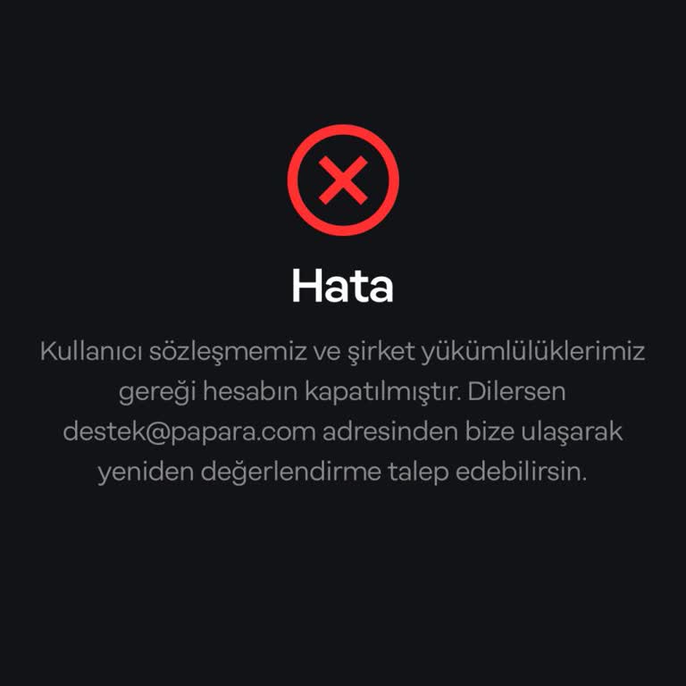 Bilgilendirme Yapılmadan Kapatılan Papara Hesabım