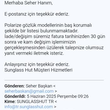 Rayban Polorize Gözlük Migrenimi Tetikledi Değişim Talebim Reddedildi