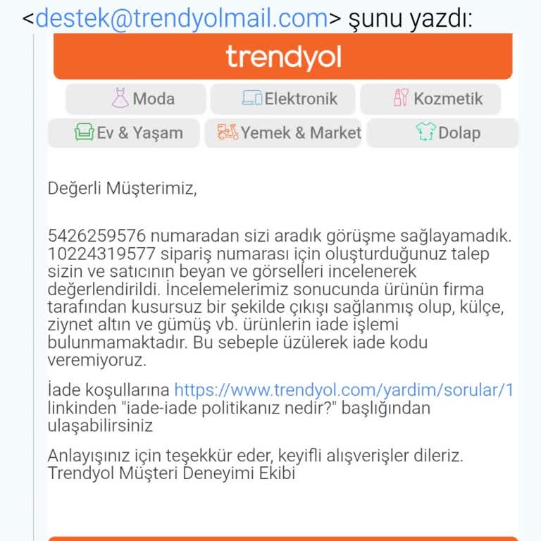 Aldığım Bileklik Hem Yanlış Ölçüde Geldi Hem De Hemen Koptu