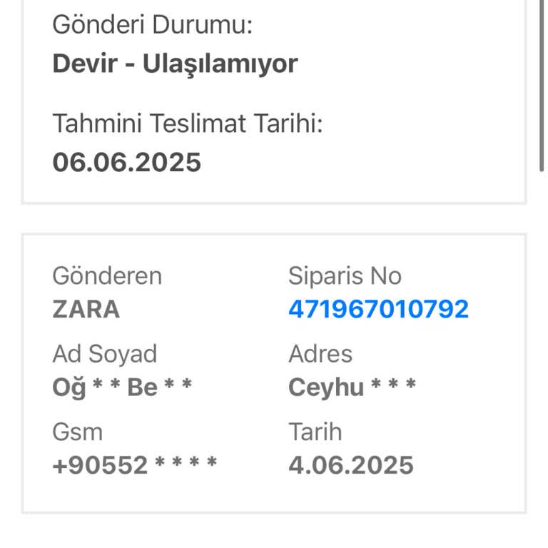 Zara Online Siparişim Geç Dağıtıldı, Mağduriyet Yaşadım