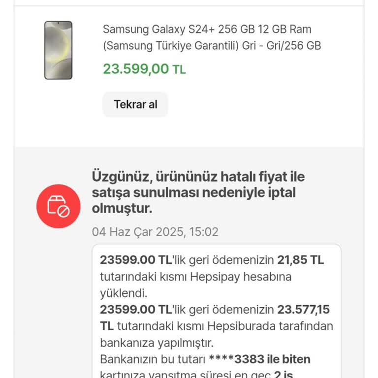 Hatalı Fiyat Gerekçesiyle Siparişimin İptali Ve Mağduriyetim