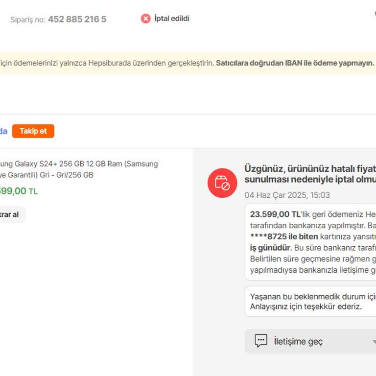 Hepsiburada'dan Fiyat Hatası Nedeniyle Ürün İptali Hayal Kırıklığı Yarattı